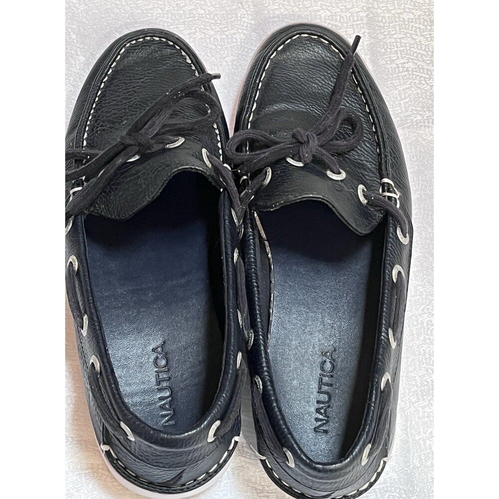 Nautica Mondrian Vegan Boat Shoe Womens 6.5 Navy Blue Preppy Nautical Coastal - Picture 5 of 7